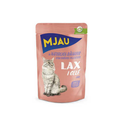 Mjau kattmat pouch lax i gele 85g, Mjau