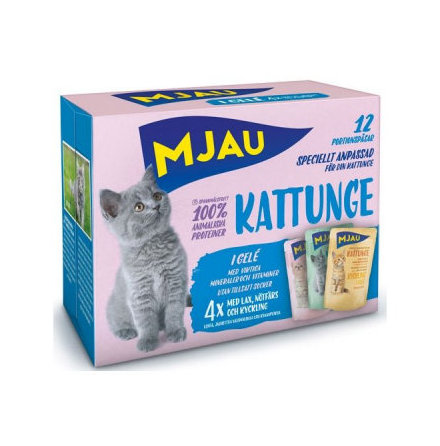 Kattungemat pouch multipack Lax, nt &amp; kyckling 12x85g, Mjau