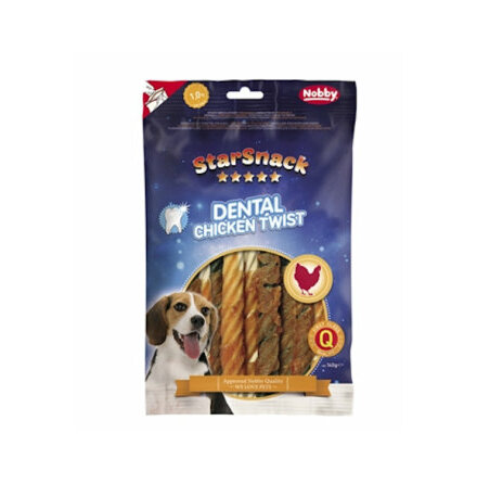 Hundsnacks Dental chicken twist Starsnack 12,5g 5st, Nobby