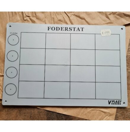 Plastskylt foderstat 30x20cm gr, Vplast