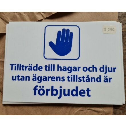 Tilltrde frbjudet skylt i plast 21x15cm vit, Logimat