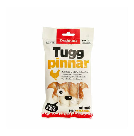 Tuggpinnar med kyckling 4pack Vit  12,5cm 120g