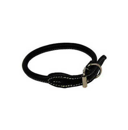 Halsband läder svart rundsytt 8mmx45cm