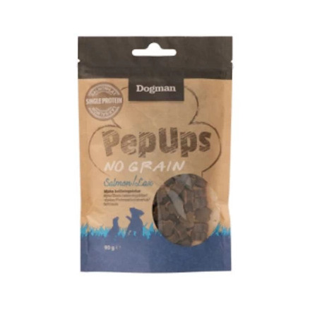 PepUps mjuka spannmlsfria sm belningsbitar lax 90g, Dogman