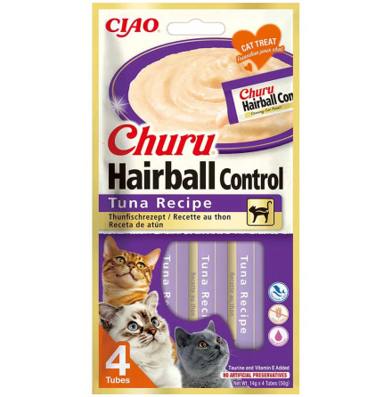 Kattgodis Churu Hairball Control tonfisk 4x14g, Ciao 25/06