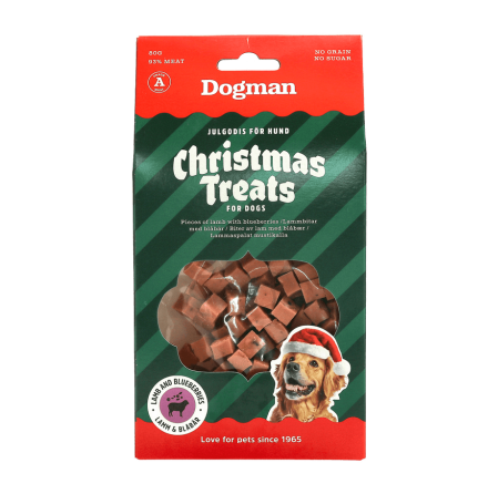 Julgodis hund 80g sm bitar av lamm med blbr, Dogman