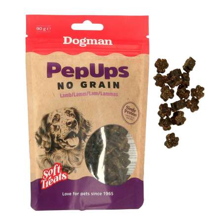 PepUps mjuka spannm�lsfria sm� godis av lamm 90g, Dogman