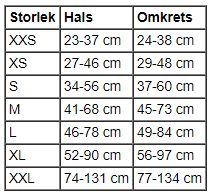 Storlekstabell bilsele